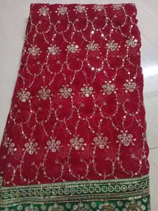Red Embroidered Saree