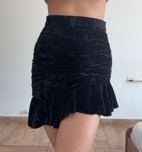Black Velvet Mini Skirt
