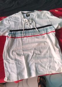 Men's Striped Lace-Up T-Shirt