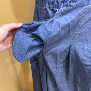 Denim Midi Skirt with Pockets