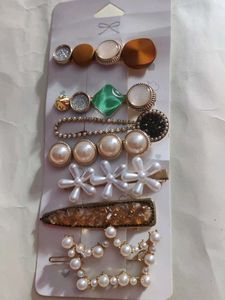 Set of 7 Elegant Hair Clips with Pearls