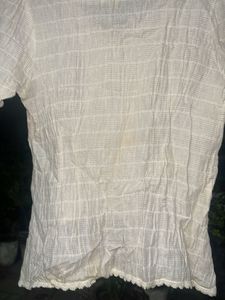 Chic Textured White Short Sleeve Blouse