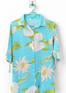 Sky blue Floral Print Button-Up Shirt