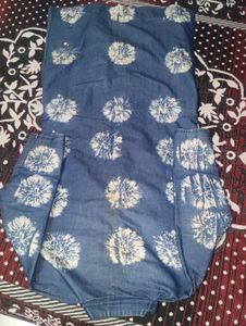 Denim Kurta with White Print