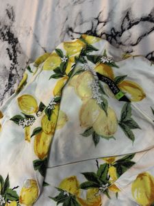 Lemon Print Button-Up Shirt
