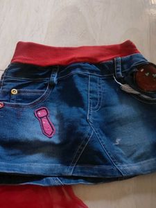 Cute Denim Skirt with Appliques