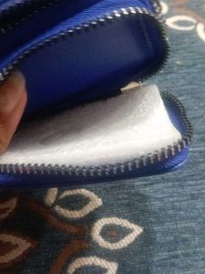 Blue Leather Keychain Pouch