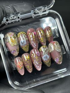 Floral Cateye Press On nails