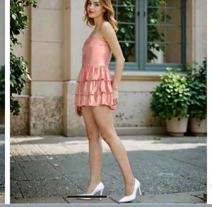 XS size Pink Ruffled Strapless Mini Dress