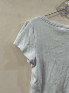 White Ribbed Cropped Top