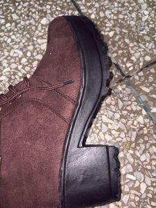 Brown Lace-Up Ankle Boots with Buckle