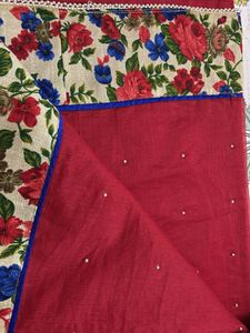 Red Saree with Floral Blouse