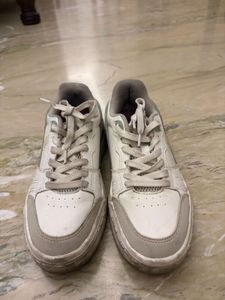White Lace-Up Sneakers