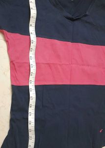 Navy Blue N Pink Stripped Tshirt Casual