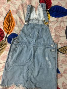 Light Wash Denim Pinafore Dress
