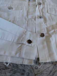 White Cropped Denim Jacket