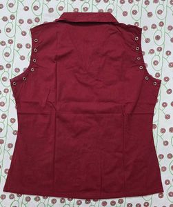 Embellished red sleeveless top