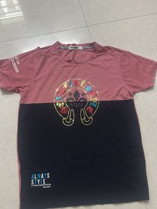 Graphic Print Two-Tone T-Shirt