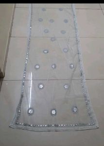Embroidered Net Dupatta with Mirror Work