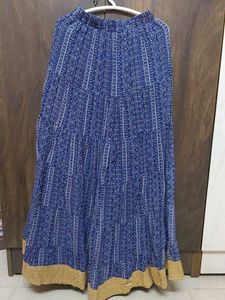 Boho Blue Floral Print Maxi Skirt