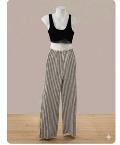 Sinsay Premium Textured Striped Wide-Leg Trousers