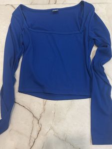 Ribbed Long Sleeve Square Neck Top
