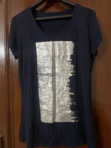 Navy Blue T-Shirt with Silver Graphic