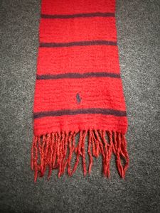 Red &amp; Navy Striped Scarf
