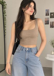 Ribbed Knit Cropped Tank Top