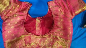 Pink &amp; Gold Checkered Sari