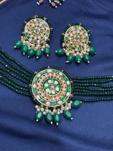 Elegant Green Beaded Jewelry Set