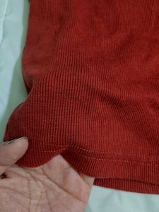 Rust Ribbed Polo Shirt