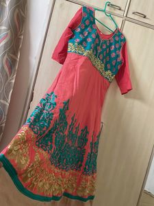 Designer Kurta with Teal and Gold Embellishments