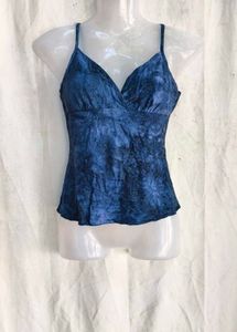 I. Blue Tie-Dye Spaghetti Strap Top