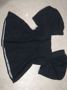 Chic Black Square Neck Peplum Top