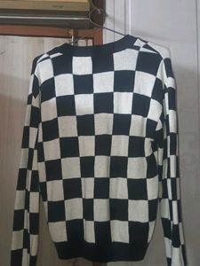 Black and white checkered cardigan