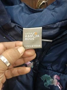 Kids Navy Unicorn Puffer Jacket