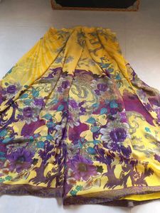 Vibrant Yellow Floral Saree