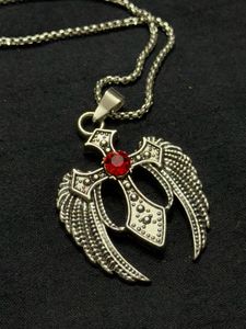 Gothic Cross Wing Pendant Necklace