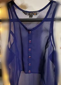 Elegant Navy Blue High Low shrug