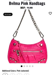 Hot Pink Croc Embossed Shoulder Bag