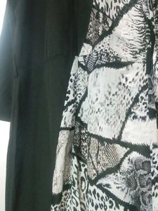 Chic Black Kurta with Animal Print Sleeves