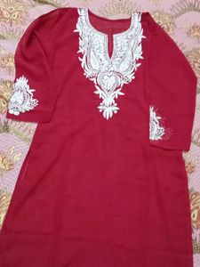 Red kashmiri embroidery kurta
