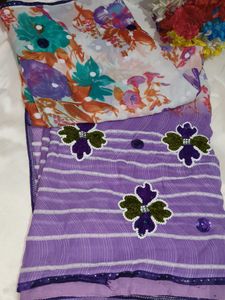 Vibrant Floral Print Saree with blouse