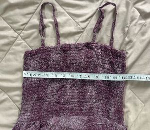 Purple Smocked Midi Dress