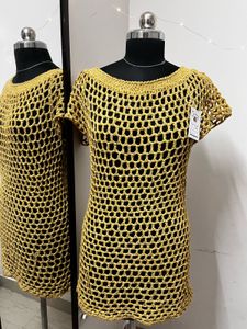 Mustard Crochet Cover Up Dress