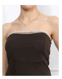 Strapless Lace Trim Back Zip Split Thigh Dress