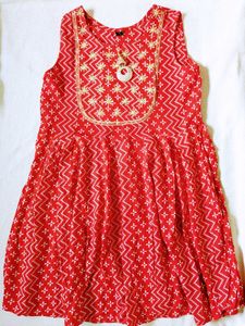 Red Tiered Sharara Set