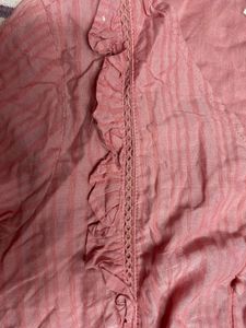 Pink Smocked Peplum Blouse
