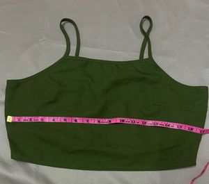 Olive Green Spaghetti Strap Crop Top